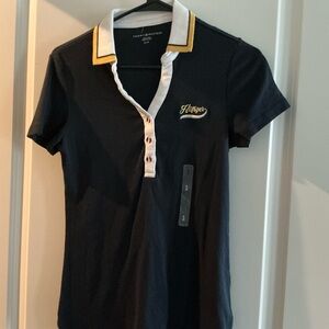 Tommy Hilfiger Black Shirt with White and Gold Accents